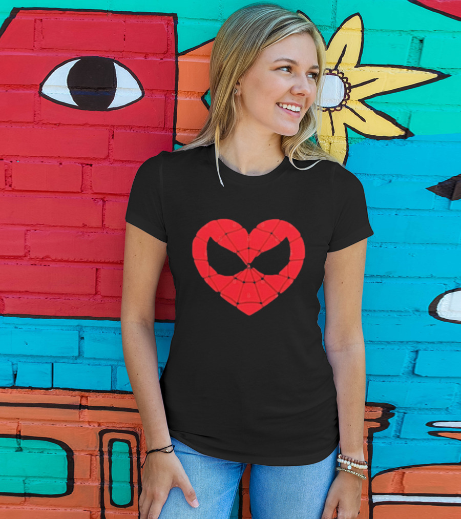 Spider Man Heart Web Mask Marvel Superhero T-Shirt