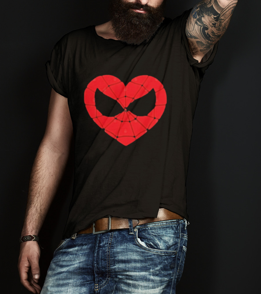 Spider Man Heart Web Mask Marvel Superhero T-Shirt