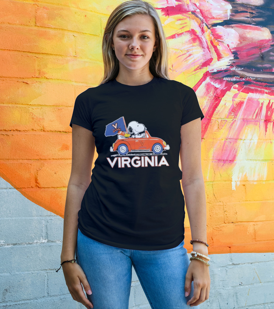 Snoopy Driving Car Virginia Cavaliers Football Fan Spirit T-Shirt