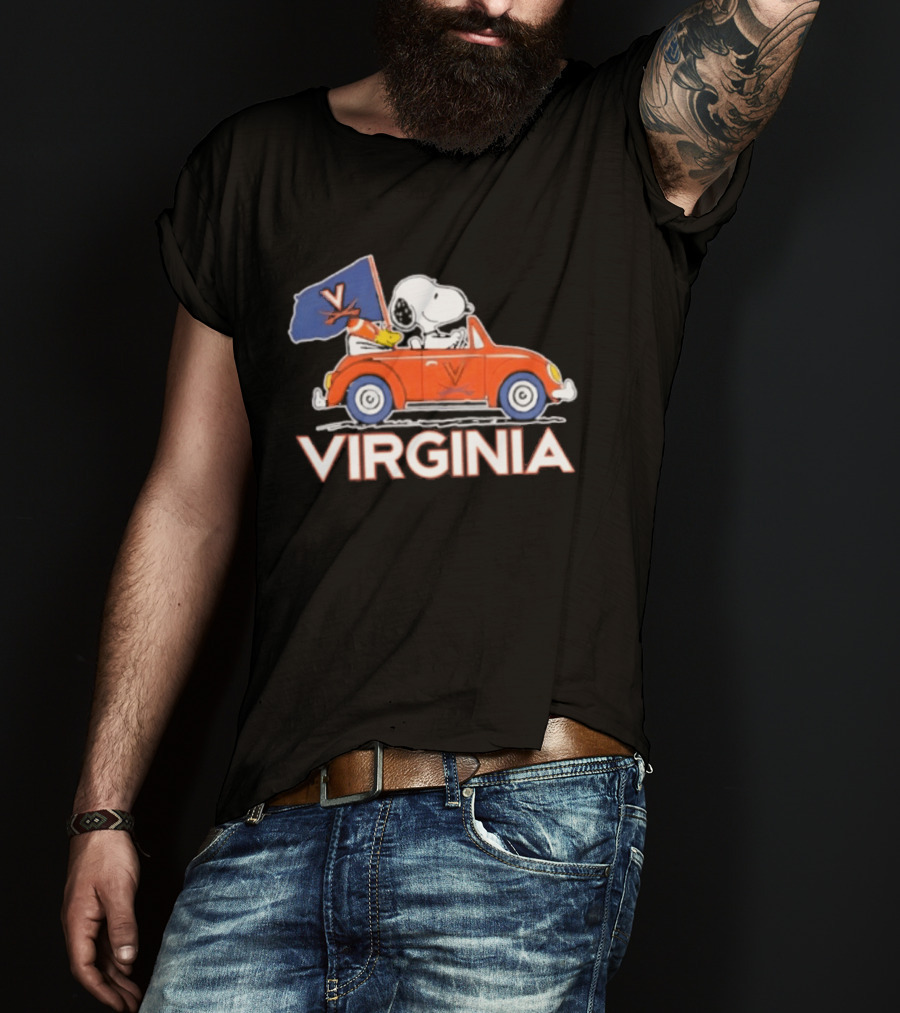 Snoopy Driving Car Virginia Cavaliers Football Fan Spirit T-Shirt