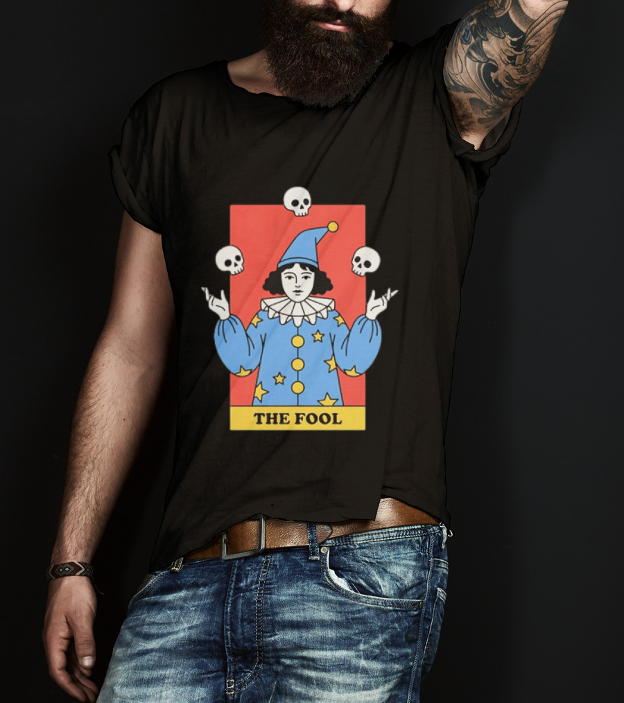 The Fool Tarot Card Jester Juggling Skulls Occult T-Shirt