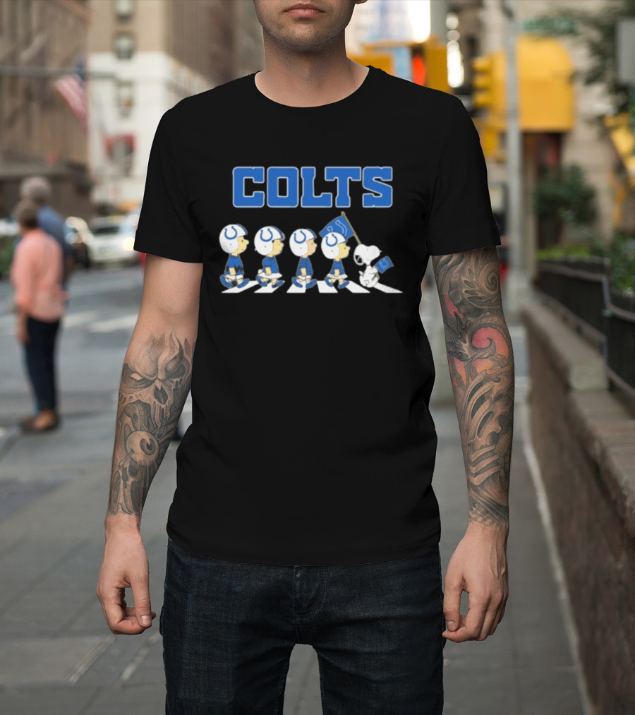 Peanuts Characters March Abbey Road Indianapolis Colts T-Shirt