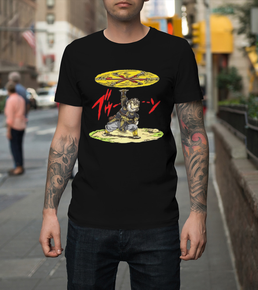 Ton Wukong Rotate The Stick Yellow Red Cartoon T-Shirt