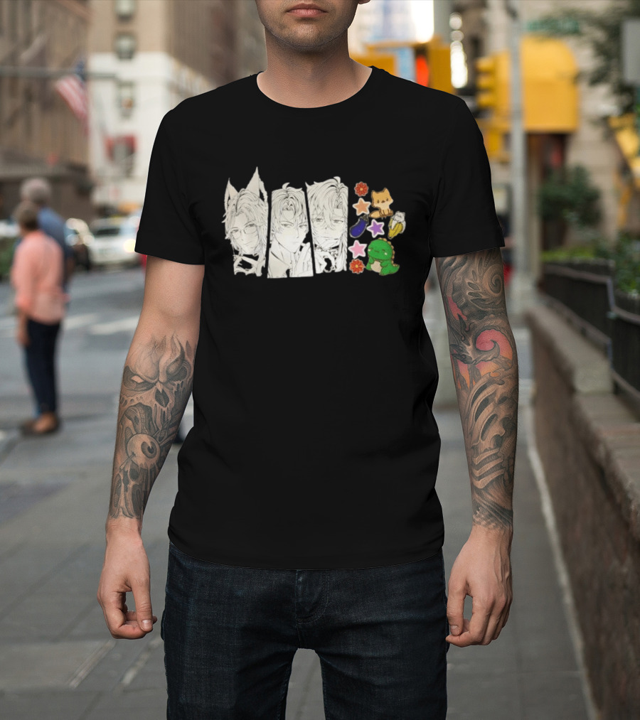 Vox Akuma Mysta Rias Ike Eveland Nijisanji EN Luxiem Vtuber Characters Cute Animal Stickers And Star Designs T-Shirt