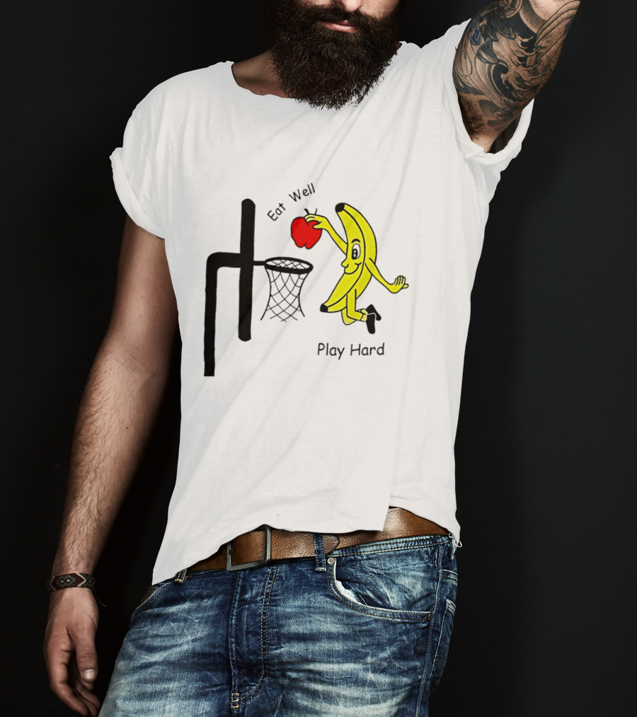 Banana Squad Basketball Eat Well Play Hard Dunking Apple T-Shirt