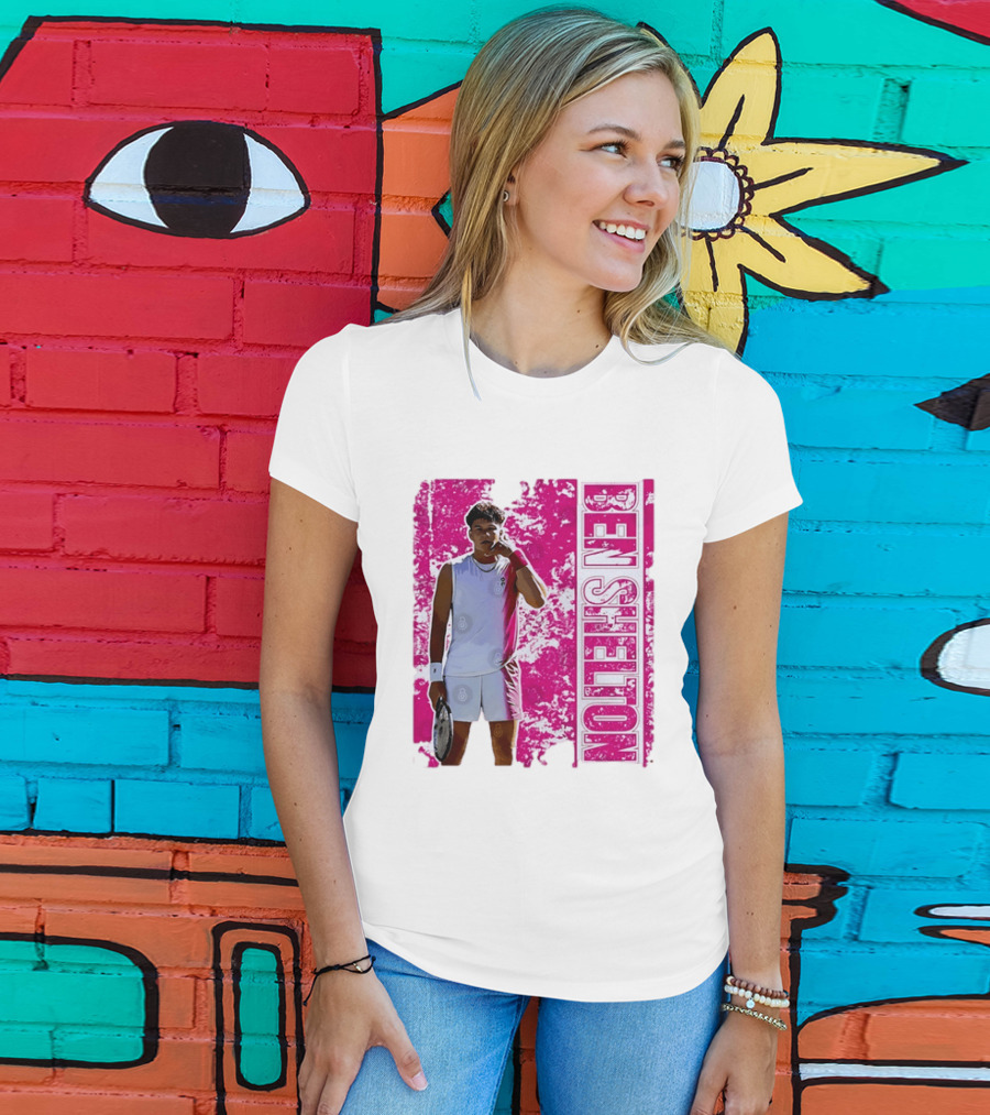 Ben Shelton Tennis Star Distressed Pink T-Shirt
