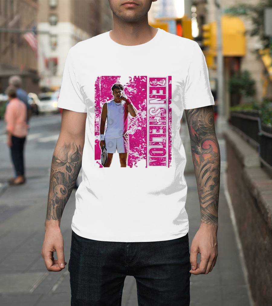 Ben Shelton Tennis Star Distressed Pink T-Shirt