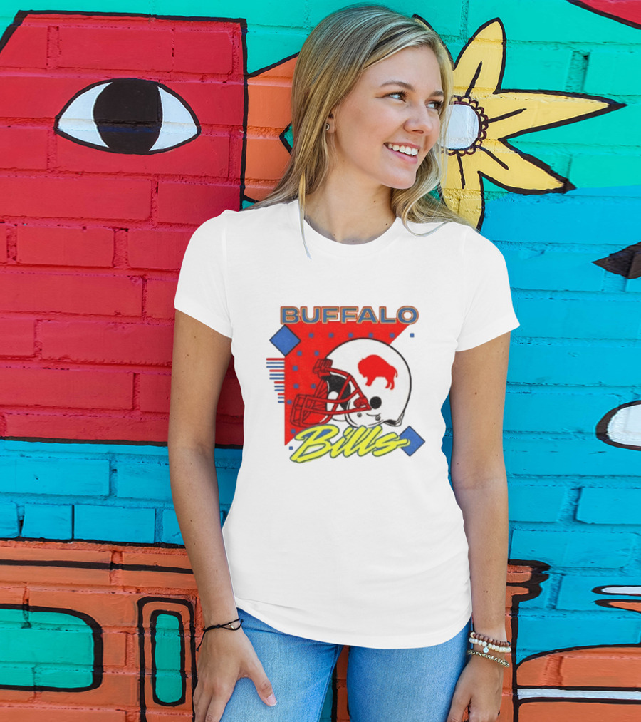 Buffalo Bills Football Helmet Retro 90s T-Shirt