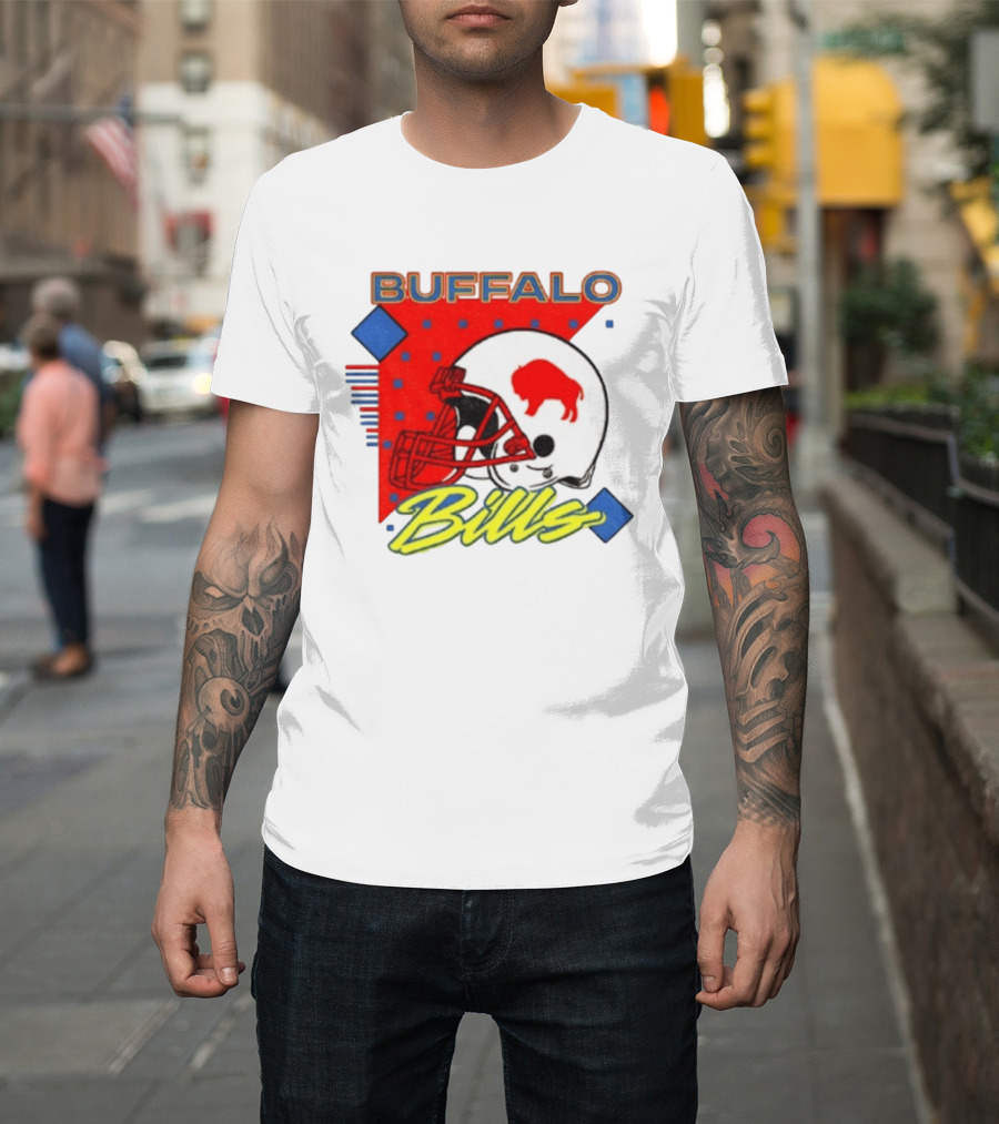 Buffalo Bills Football Helmet Retro 90s T-Shirt