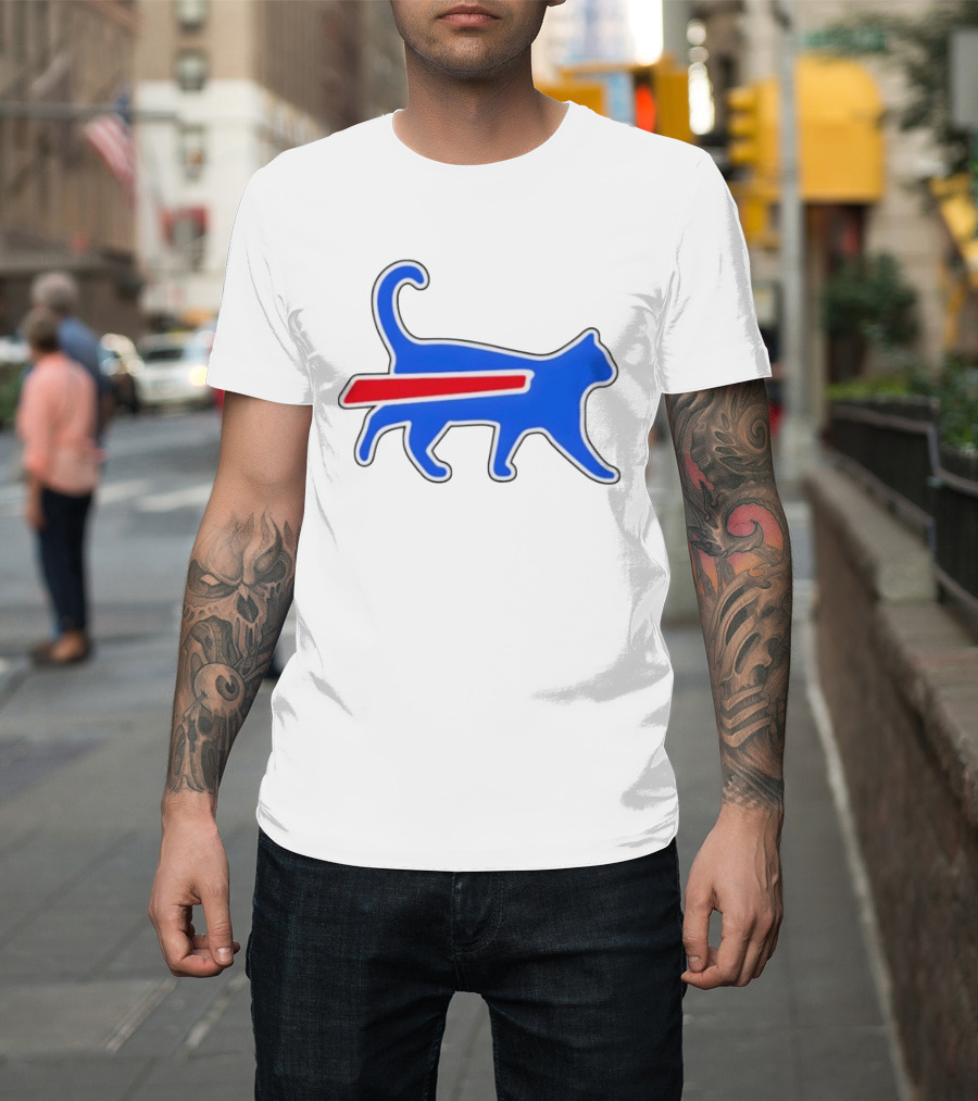 Buffalo Bills Cat Logo Parody Red And Blue T-Shirt