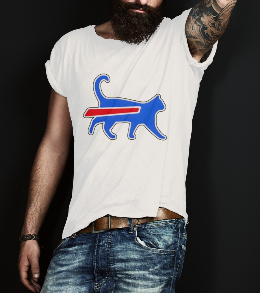 Buffalo Bills Cat Logo Parody Red And Blue T-Shirt