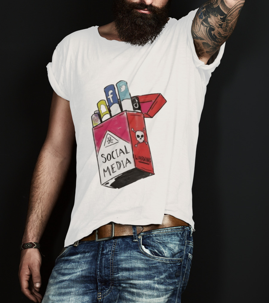 Social Media Warning Cigarette Pack With Iconic Apps T-Shirt