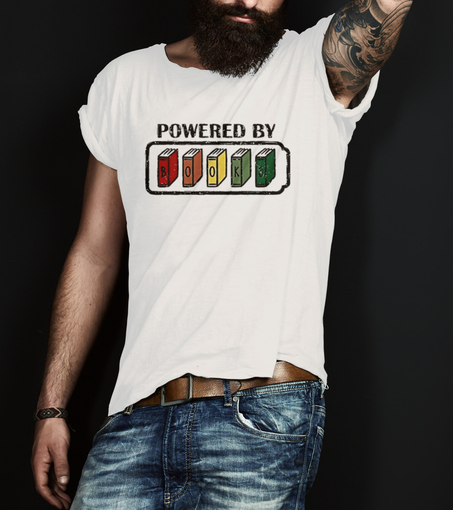 Classic Powered By Books Pride Colorful Book Spines T-Shirt