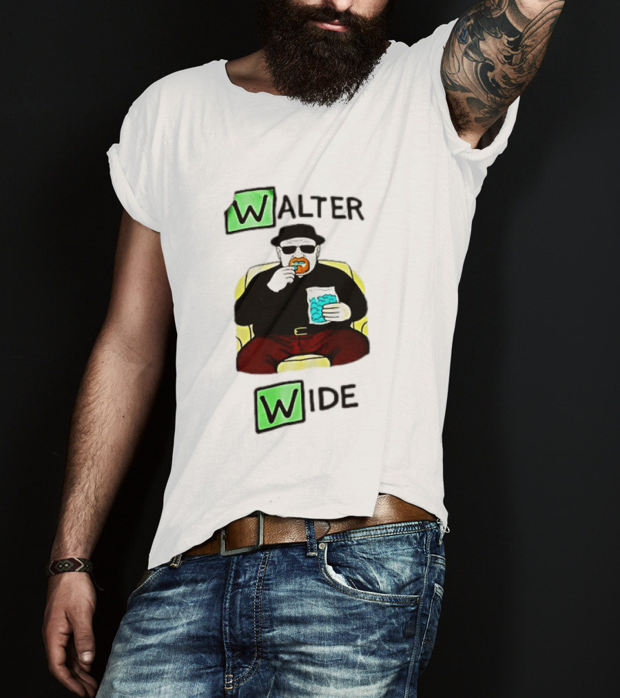 Walter Wide Breaking Bad Parody Green Letters Sitting Eating Blue Candy T-Shirt
