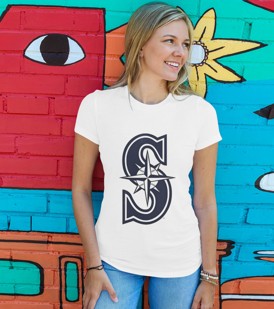 Seattle Mariners Tridents Up Compass Rose Iconography T-Shirt