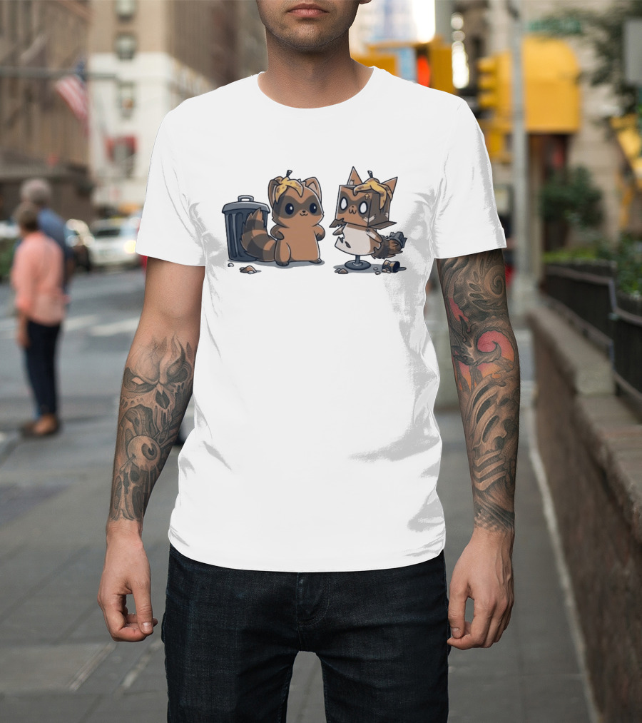 Get Crafty Raccoon Cardboard Box Costume With Trash Can Creativity T-Shirt