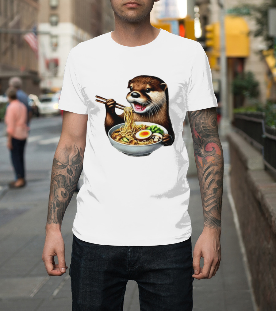 Trendy Otter Enjoying Ramen Bowl Meme T-Shirt