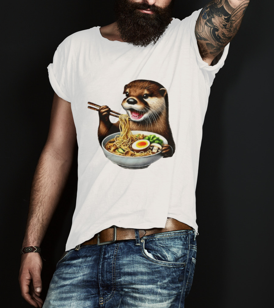 Trendy Otter Enjoying Ramen Bowl Meme T-Shirt