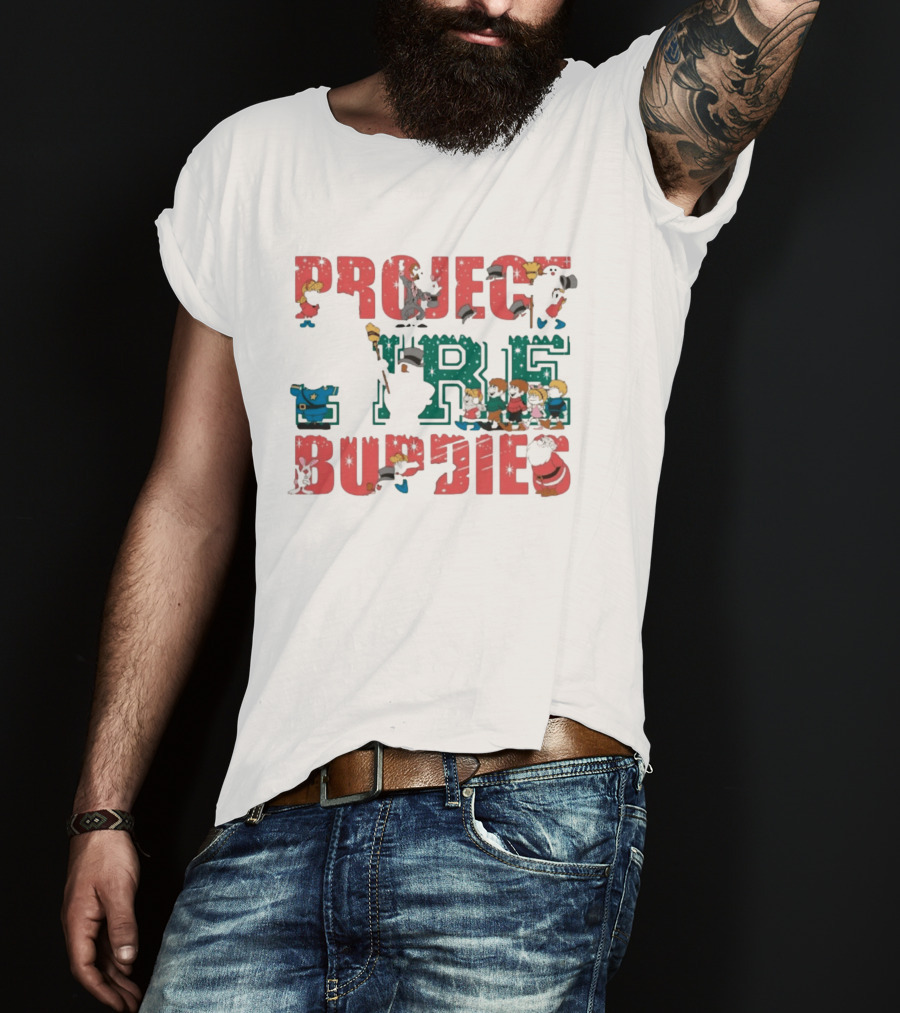 Project Fire Buddies Christmas Animated Characters And Santa Claus T-Shirt