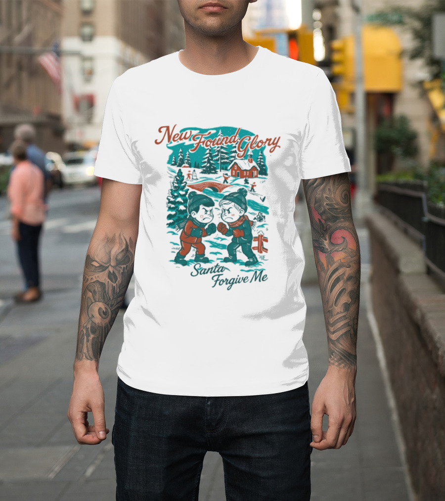 New Found Glory Santa Forgive Me Winter Scene T-Shirt