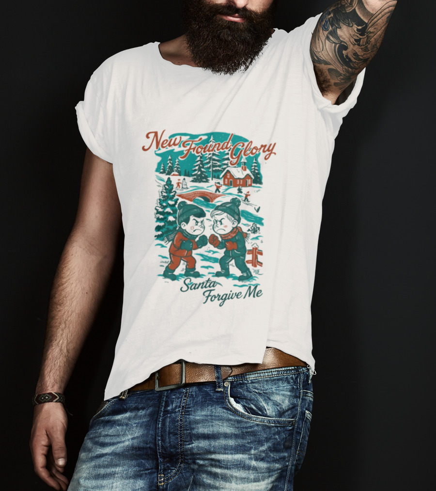 New Found Glory Santa Forgive Me Winter Scene T-Shirt