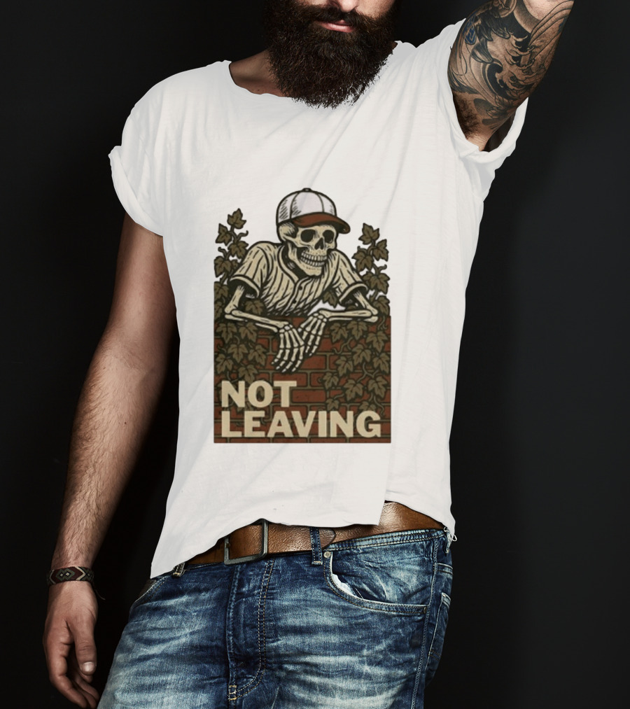 Skeleton Baseball Player Not Leaving Brick Wall Ivy Cap T-Shirt