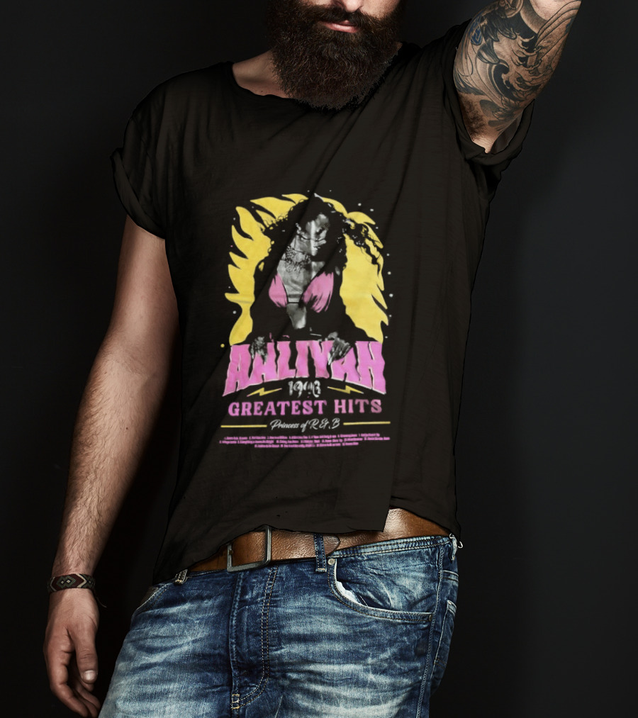 Aaliyah 1996 Greatest Hits Yellow And Pink Fashion T-Shirt