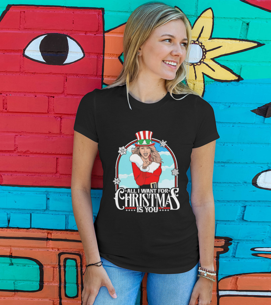 All I Want For Christmas Is You Mariah Carey Santa Christmas Music Holiday T-Shirt