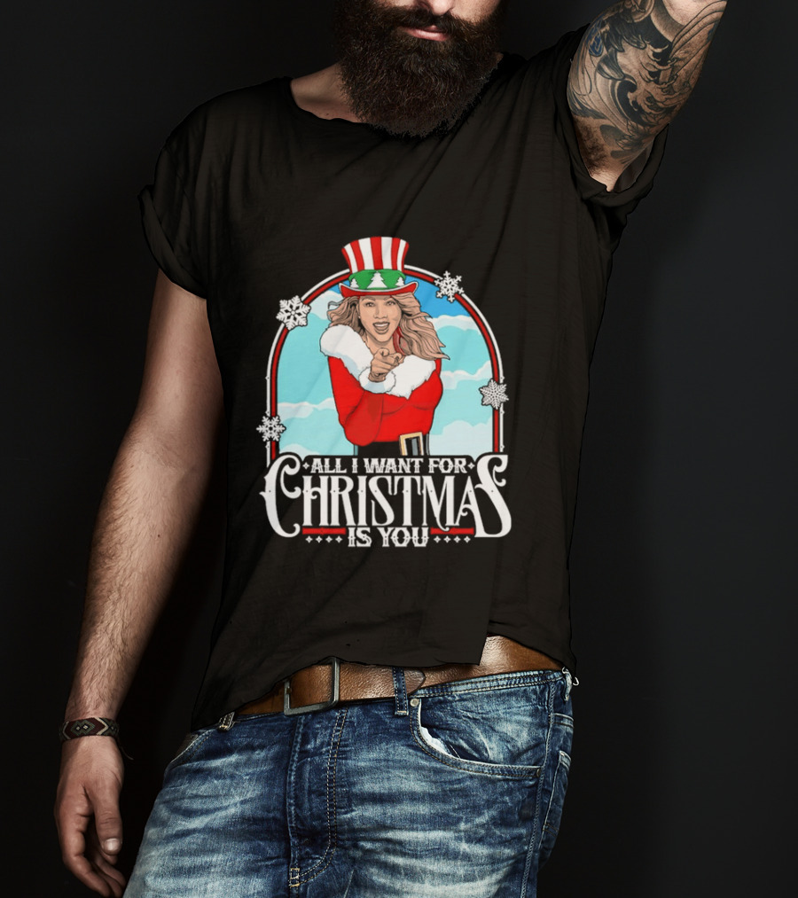 All I Want For Christmas Is You Mariah Carey Santa Christmas Music Holiday T-Shirt