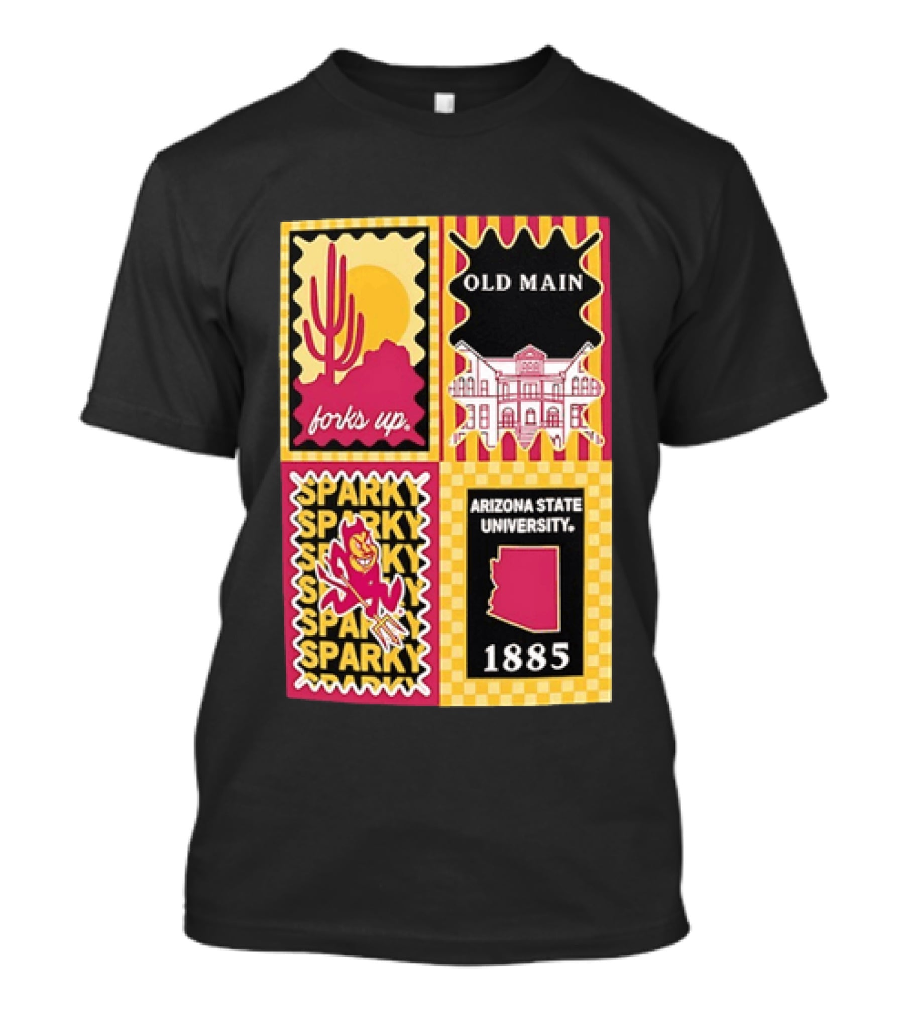 Arizona State University Forks Up Sparky Old Main 1885 T-Shirt