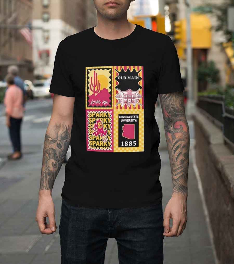 Arizona State University Forks Up Sparky Old Main 1885 T-Shirt