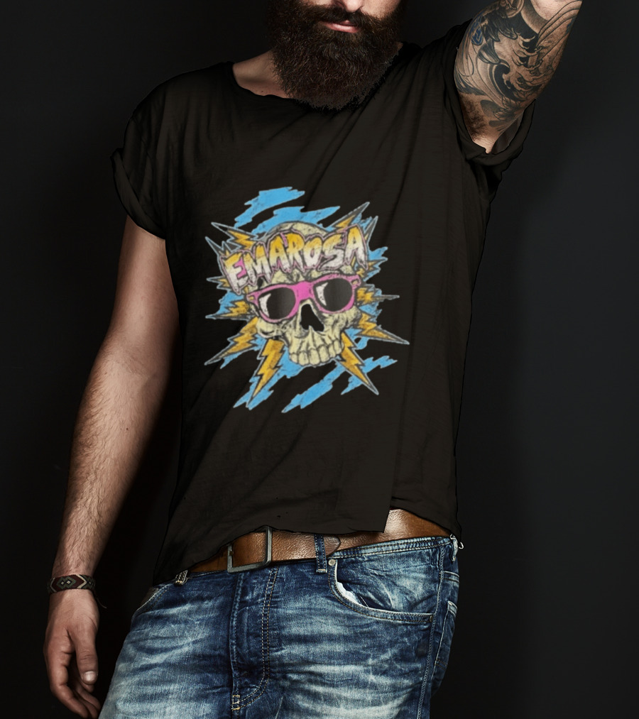 Emarosa Skull With Sunglasses And Lightning Burst T-Shirt