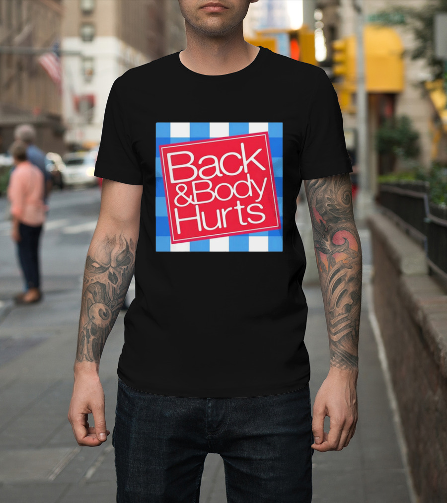 Back And Body Hurts Blue Gingham Square Red T-Shirt