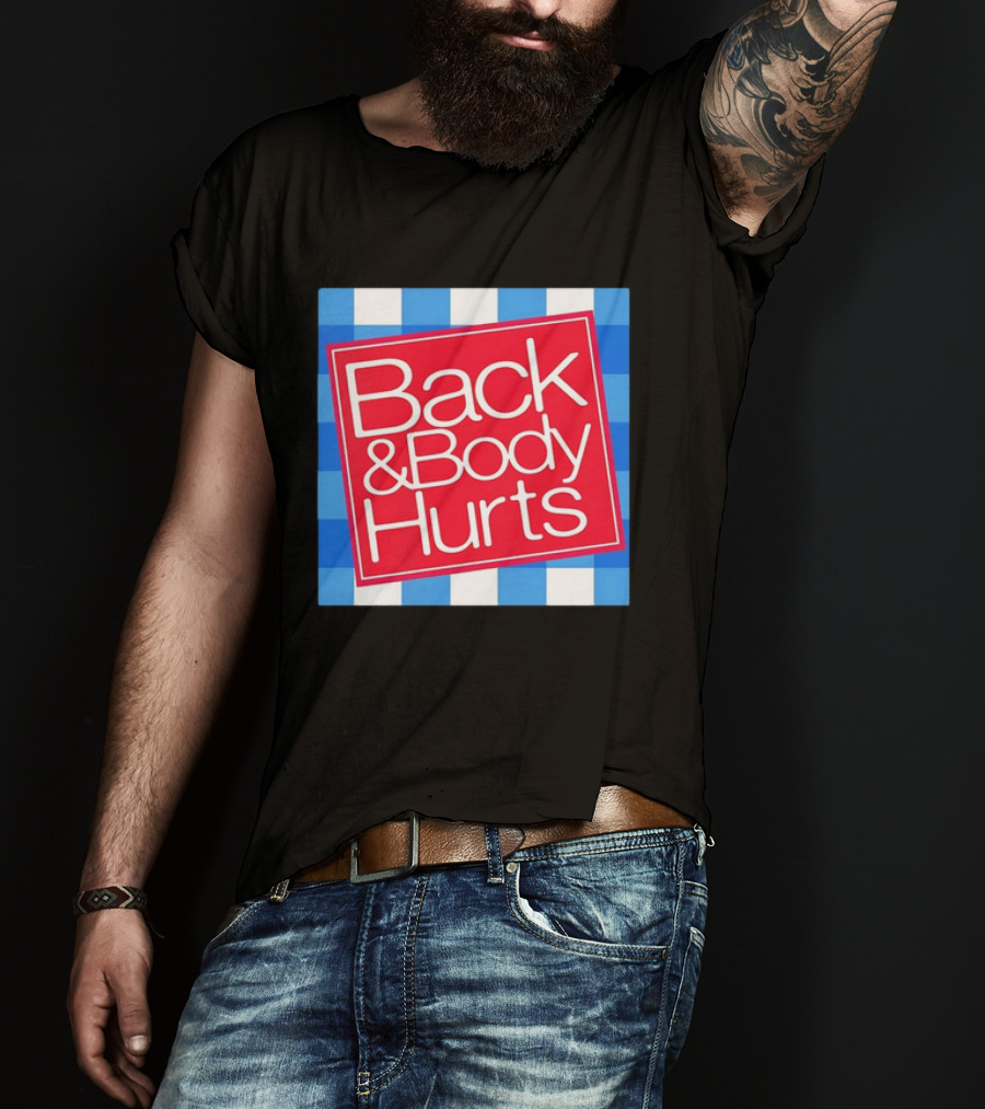 Back And Body Hurts Blue Gingham Square Red T-Shirt