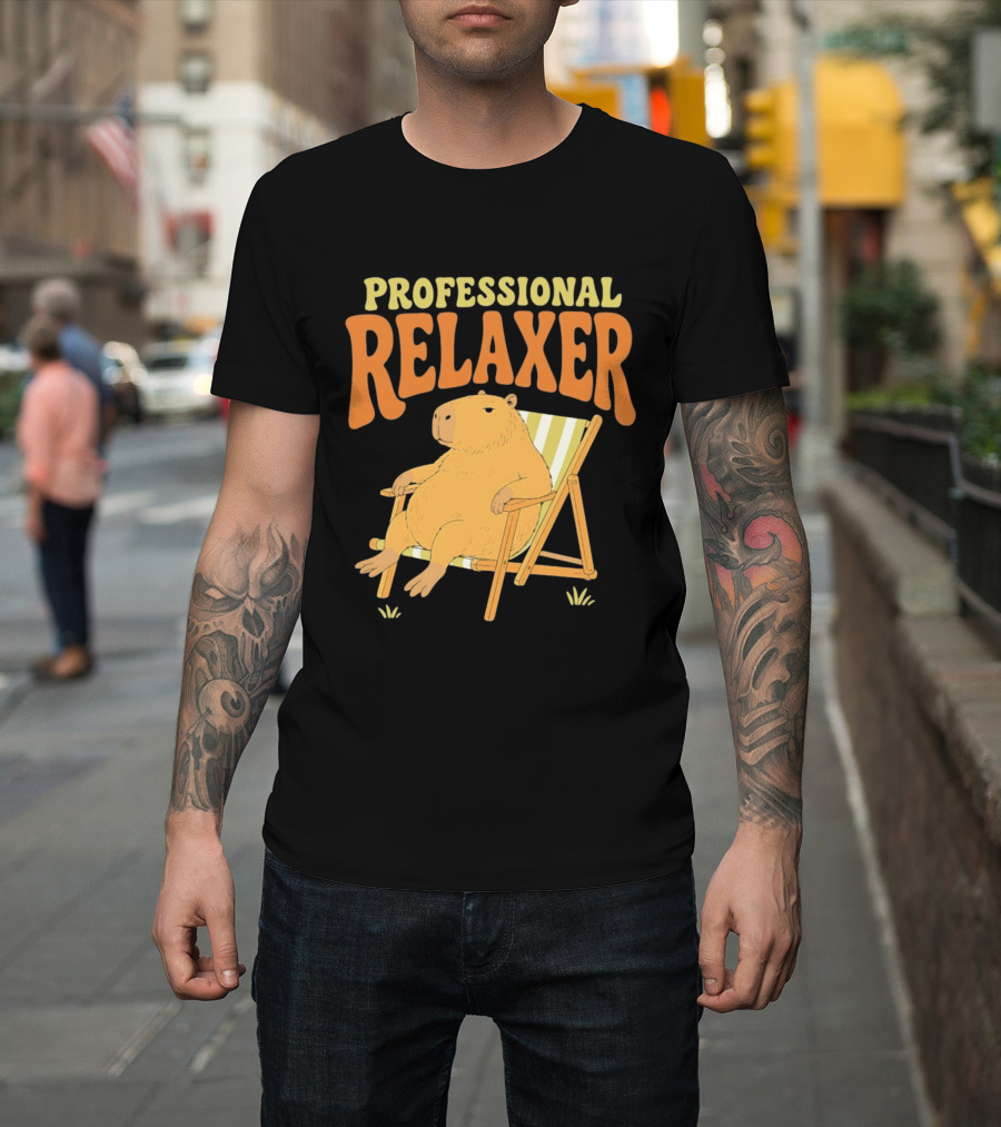 Professional Relaxer Capybara Sitting In Beach Chair T-Shirt