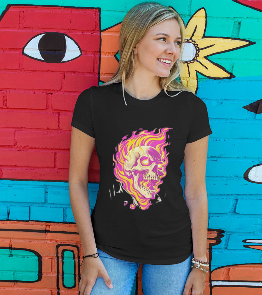 Ghost Rider Flaming Skull Marvel Fire Blaze T-Shirt