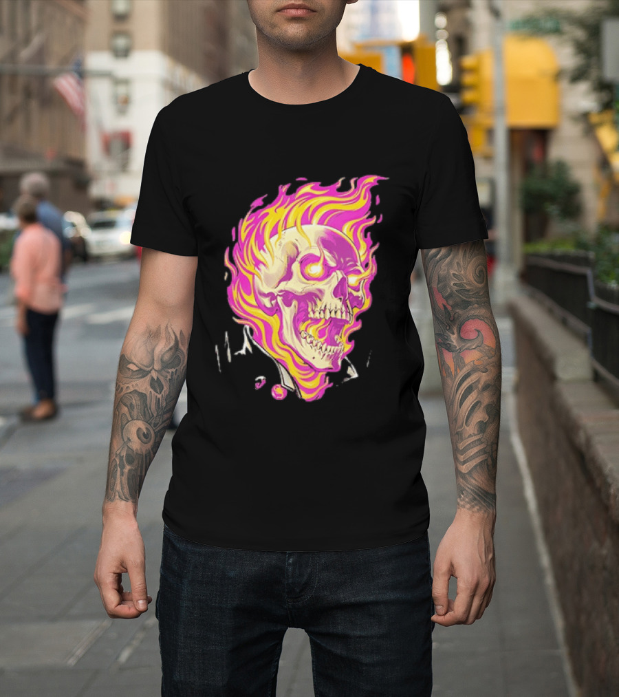 Ghost Rider Flaming Skull Marvel Fire Blaze T-Shirt