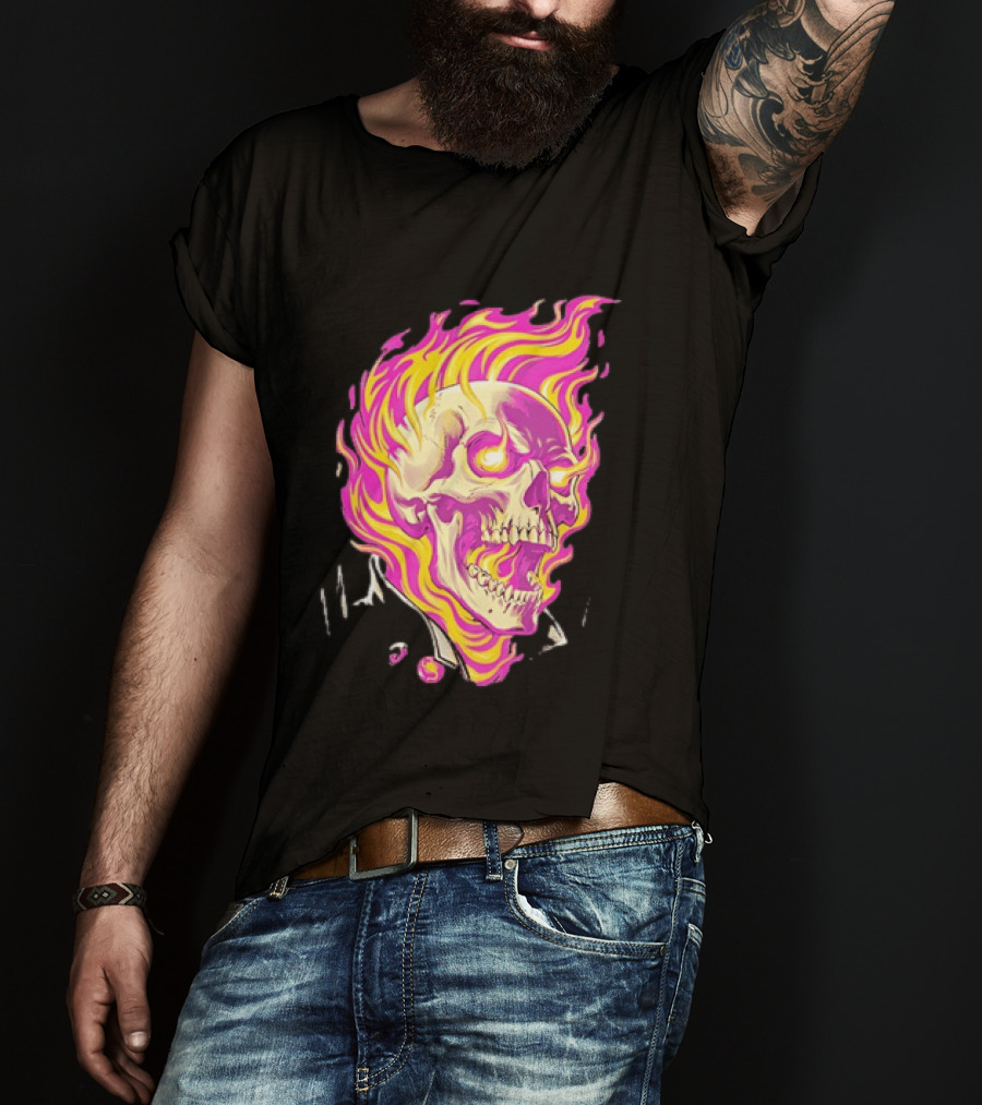 Ghost Rider Flaming Skull Marvel Fire Blaze T-Shirt