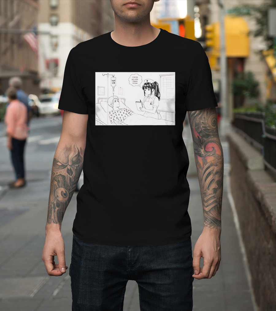 Nurse Manga Style Hospital Scene With Patient And IV Drip T-Shirt
