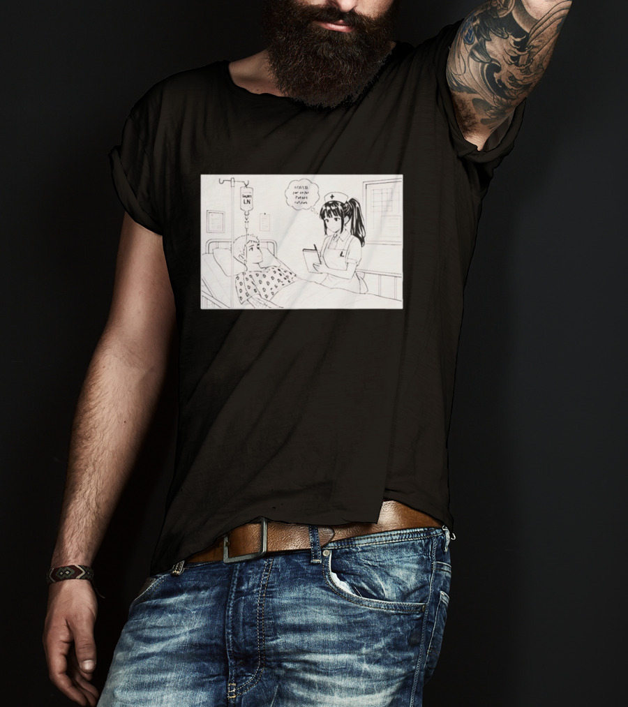 Nurse Manga Style Hospital Scene With Patient And IV Drip T-Shirt