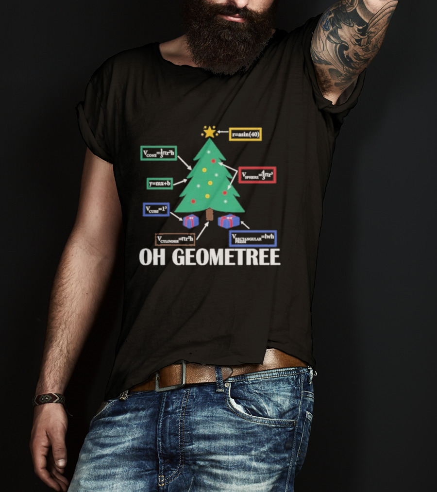 Oh Geometree Christmas Math Teacher Holiday Humor Educational T-Shirt