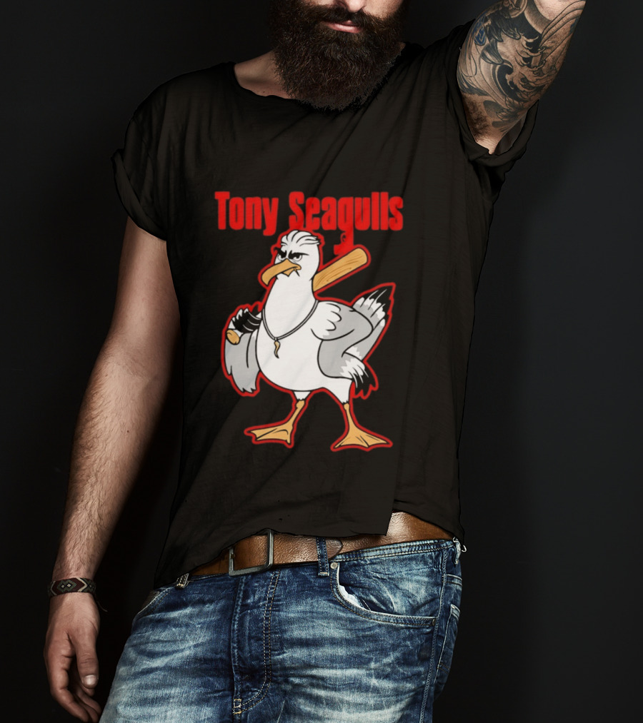 Tony Seagulls Mobster Bird Seagull Mafia T-Shirt