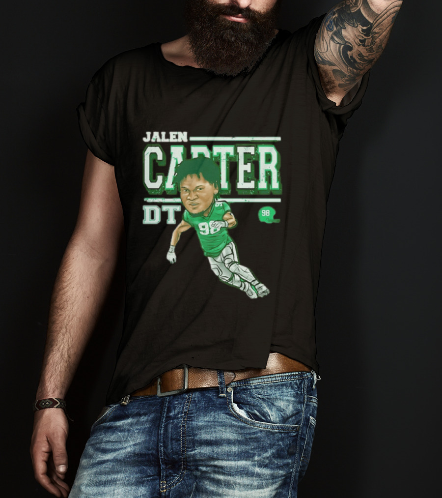 Jalen Carter Philadelphia Eagles DT 98 Caricature Football Player T-Shirt