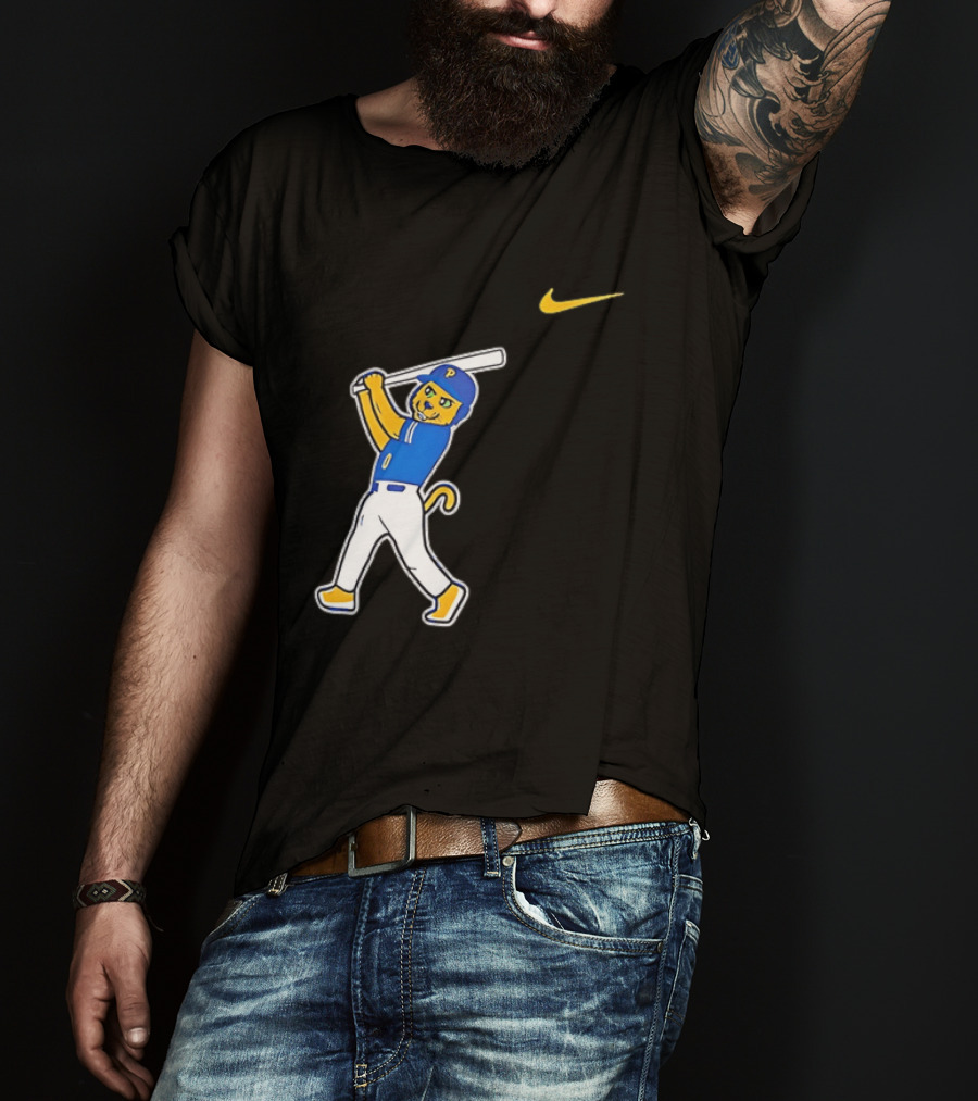 Pittsburgh Panthers Baseball Cartoon Mascot Batter Nike Sportswear T-Shirt