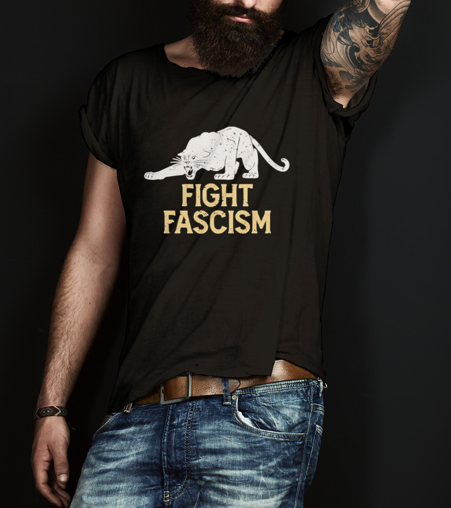 Distressed Fight Fascism Panther Anti Fascist T-Shirt