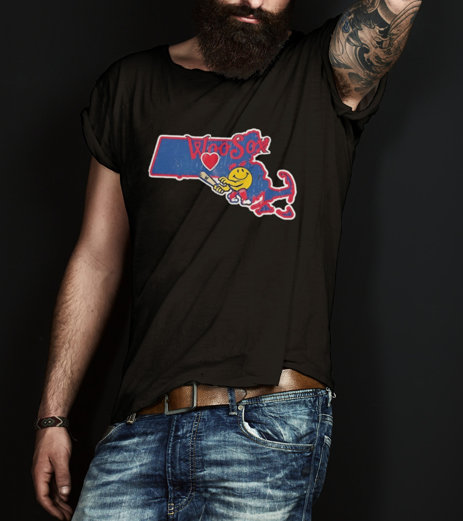 WooSox Massachusetts Heart Baseball Distressed T-Shirt
