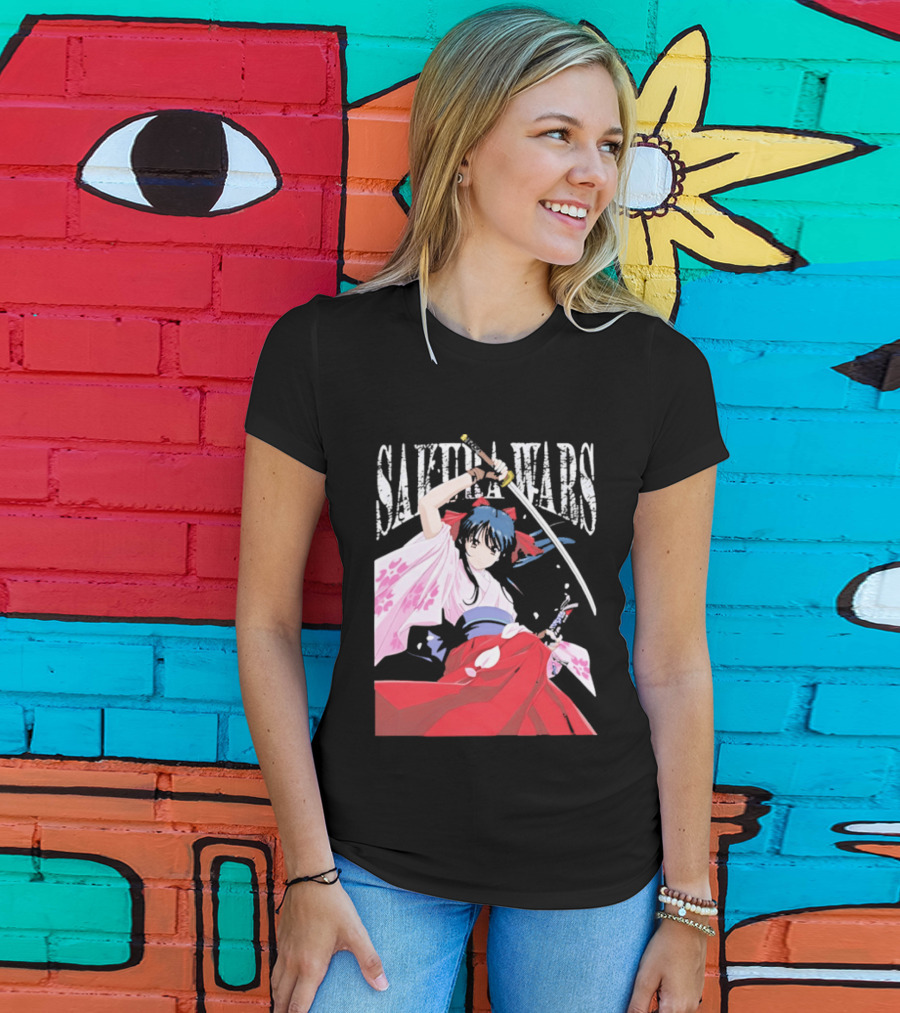 Sakura Wars Distressed Anime Samurai Girl With Katana T-Shirt