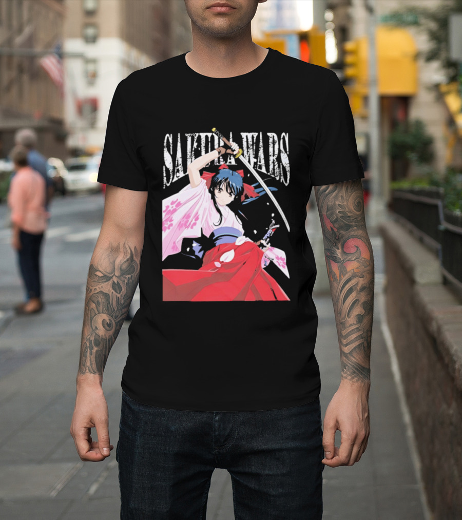 Sakura Wars Distressed Anime Samurai Girl With Katana T-Shirt