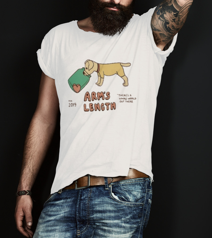 Arm's Length 2019 Dog With Jar There's A Whole World Out There T-Shirt