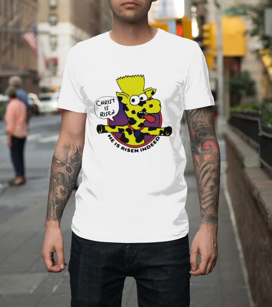 Christ Is Risen He Is Risen Indeed Simpson Cow Cartoon T-Shirt